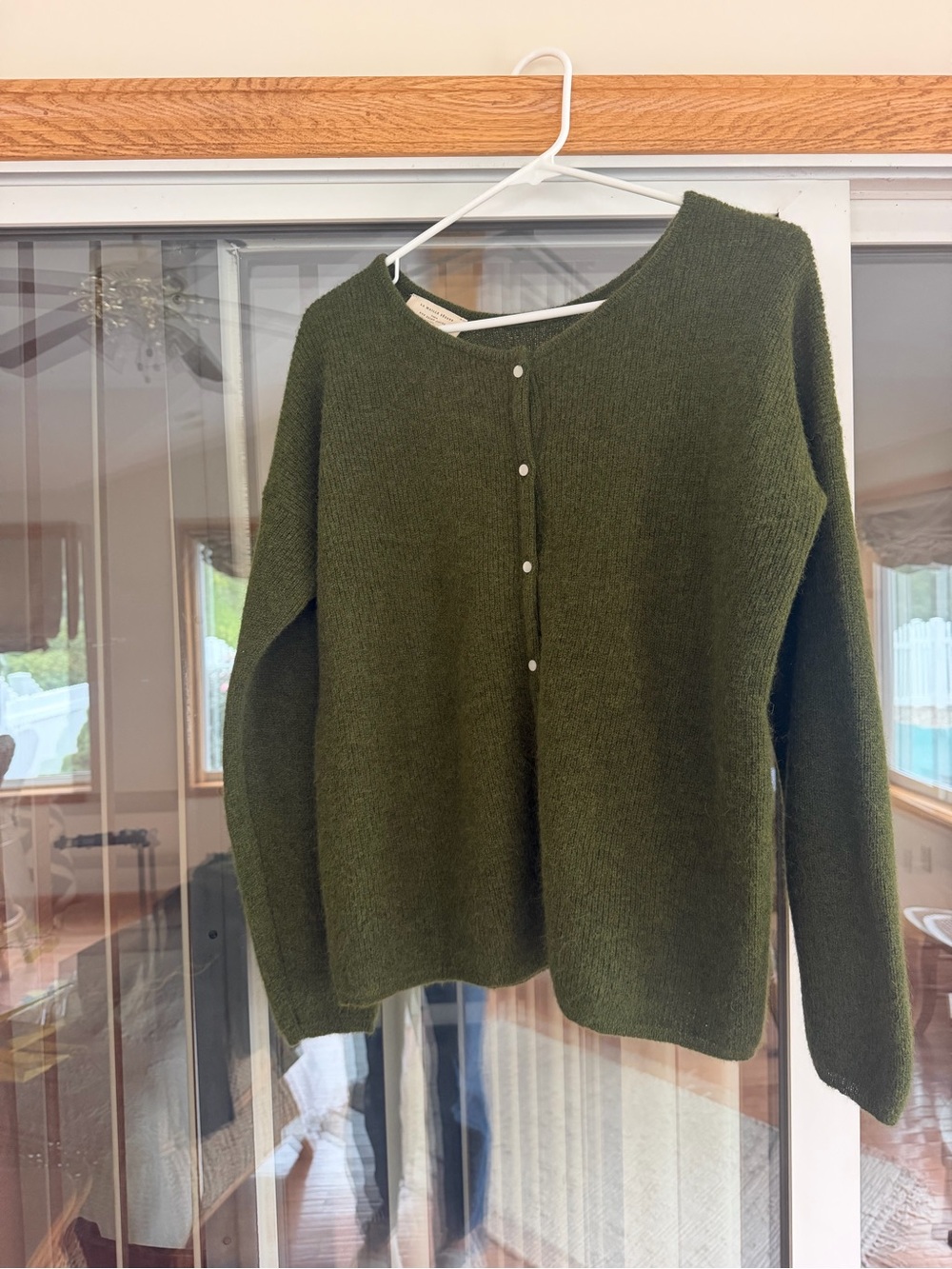NWOT Sezane Olive Green Button-Front Gaspard Knit Cardigan